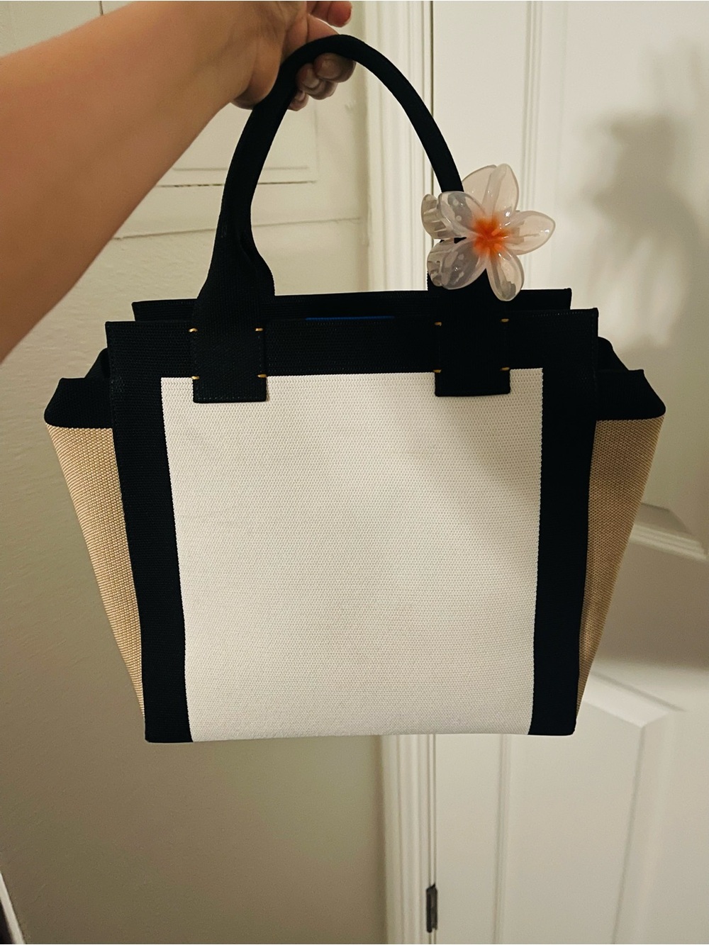 Rothy's Black, White & Tan Canvas Tote